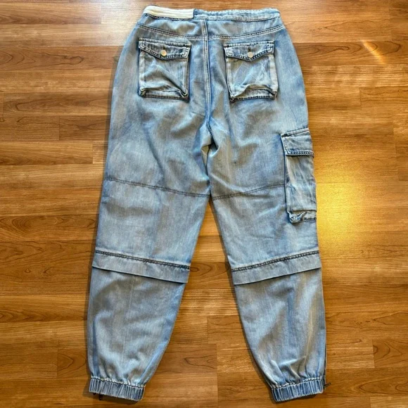 POL Multi Cargo Pocket Drawstring Waist Baggy Denim Joggers Women’s Large - Picture 8 of 15